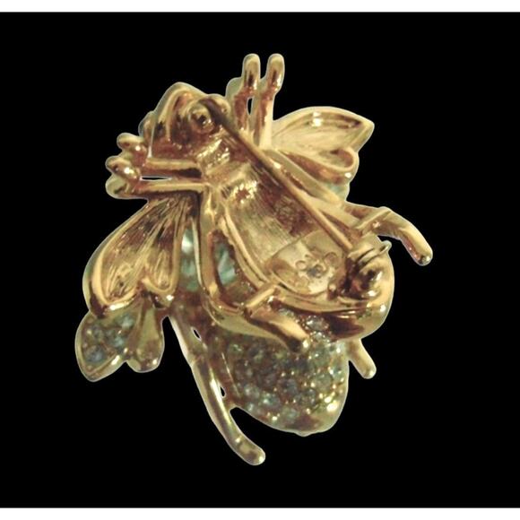 VTG Joan Rivers Pave Crystal Clear Sim Diamond BEE PIN Brooch APRIL BIRTHSTONE - Picture 4 of 5